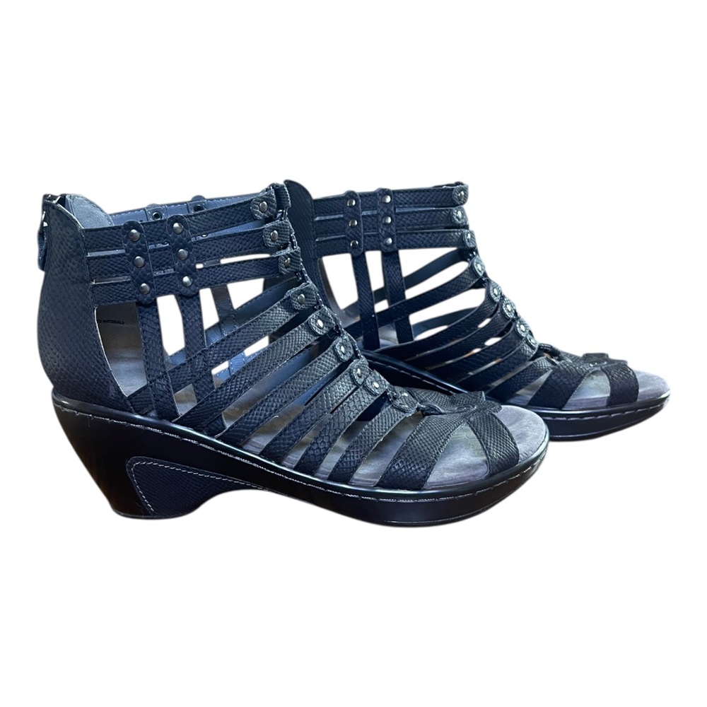 JBU Jambu Sport Wedge Gladiator Sandals Studded Black Vegan Leather Size 9 M